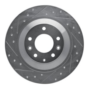 Mazda 6 Brake Rotor (1) - Rear Left - R1 Concepts - Drilled & Slotted - Silver - `06-`07